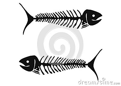 Black monocrhomatic fishbone on a white background Stock Photo