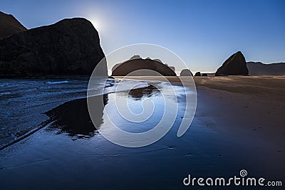 Black monoliths reflect Stock Photo