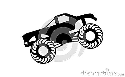 Black monster truck silhouette logo Vector Illustration