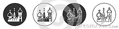 Black Moscow symbol - Saint Basil's Cathedral, Russia icon isolated on white background. Circle button. Vector Vector Illustration