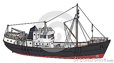 The black motor boat Vector Illustration