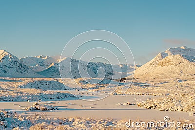 The Black Mount and Lochan na h-Achlaise in the Scottish Highlands Stock Photo