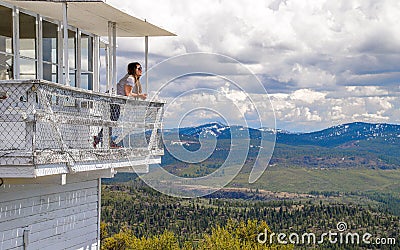 Black Mountain Fire Lookout in California's Plumas National Forest Editorial Stock Photo