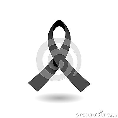 Black mourning ribbon - 3D vector symbol Vector Illustration