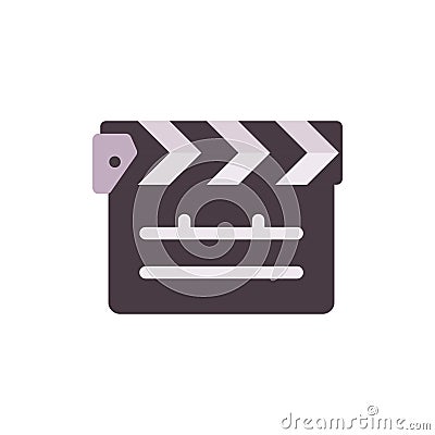 Black movie clapper board. Cinema flat icon Vector Illustration