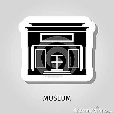 Black museum building web sticker Vector Illustration