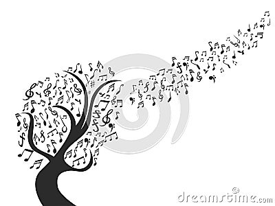 Black music note tree Vector Illustration