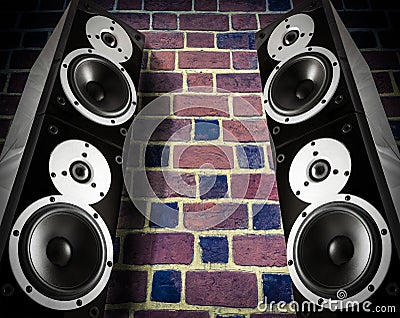 Black music speakers Stock Photo