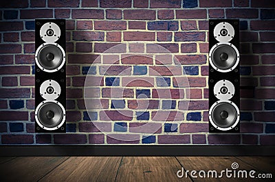 Black music speakers Stock Photo