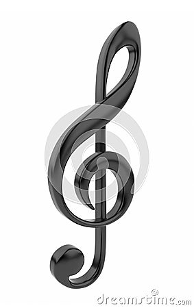 Black musical note 3D. Icon isolated Stock Photo