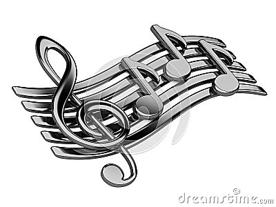 Black musical notes. Cartoon Illustration