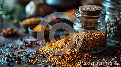 Black mustard seeds Stock Photo