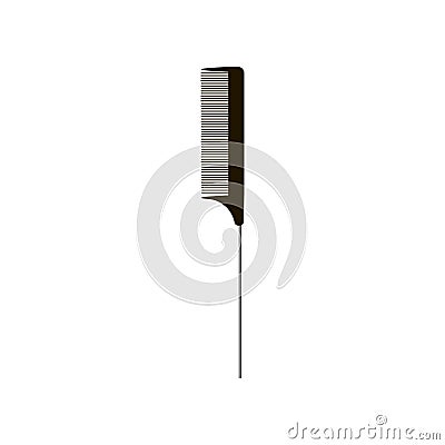 Black narrow comb scallop with handle isolated on white background Vector Illustration