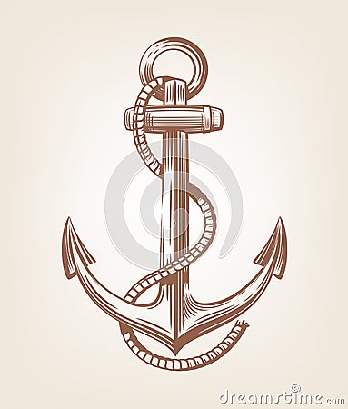 Black Nautical Anchor Vector Illustration