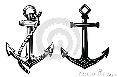 Black Nautical Anchor Vector Illustration