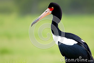 Black-necked stork (Ciconia nigra). Generative AI Stock Photo