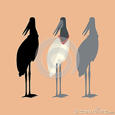 black -necked stork vector illustration style Vector Illustration