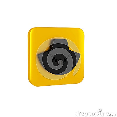 Black Necklace on mannequin icon isolated on transparent background. Yellow square button. Stock Photo