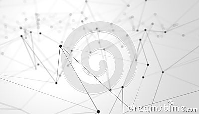 Black network mesh grid wireframe with particle dots over white background, technology network, communication or connection Cartoon Illustration