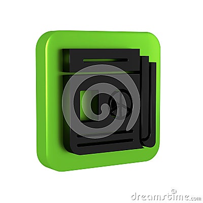 Black News icon isolated on transparent background. Newspaper sign. Mass media symbol. Green square button. Stock Photo