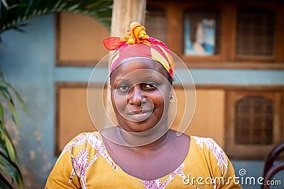 Black nice lady on city street Stock Photo