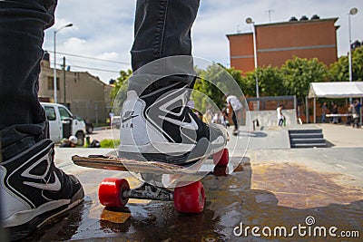 Black NIKE AIR skate shoes Editorial Stock Photo