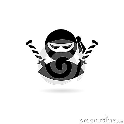 Black Ninja icon, samurai logo Vector Illustration