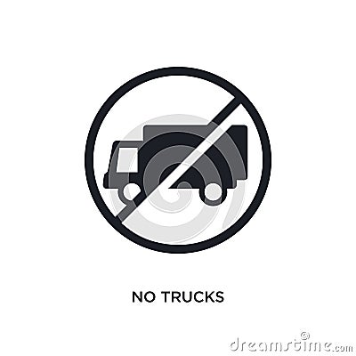 black no trucks isolated vector icon. simple element illustration from traffic signs concept vector icons. no trucks editable logo Vector Illustration