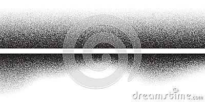 Black noise stipple dots halftone pattern on white horizontal background Stock Photo