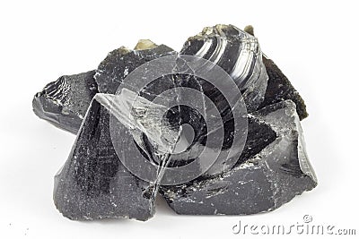 Black obsidian chunks Stock Photo