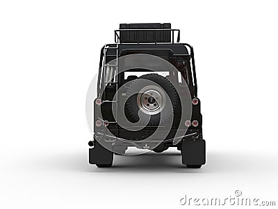 Black off road four wheel drive car - back view Stock Photo