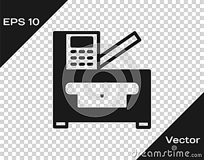 Black Office multifunction printer copy machine icon isolated on transparent background. Vector Vector Illustration