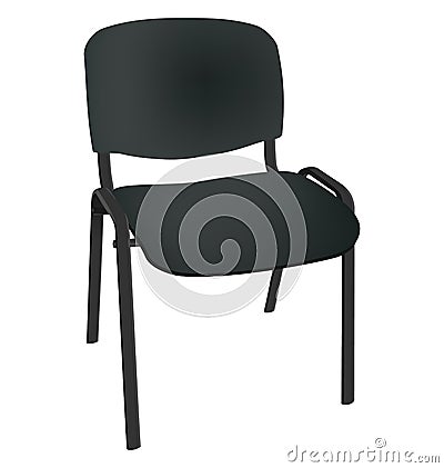 Black office single chair isolated on white Vector Illustration