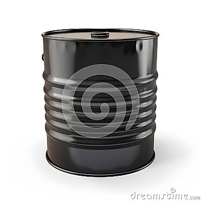 Black oil barrel, steel can Stock Photo