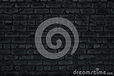 Black rough old shabby brick wall texture. Abstract gloomy grunge background Stock Photo