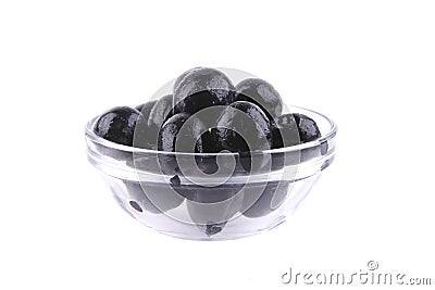 Black olive over white Stock Photo