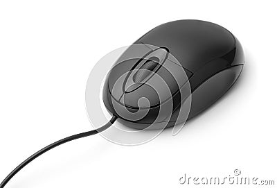 Black optical computer mouse Stock Photo