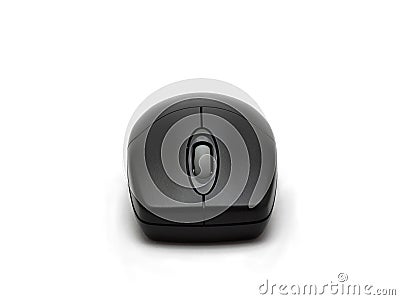 Black optical computer mouse on a white background Stock Photo