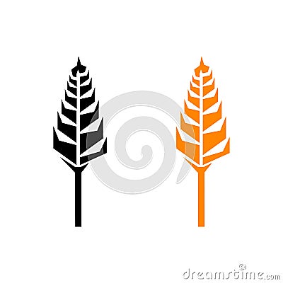 Black and orange abstract ears of wheat. Vector illustration on white isolated background Vector Illustration