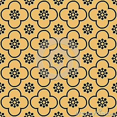 Black on orange club and circle seamless repeat pattern background Stock Photo