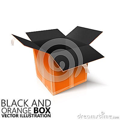 Black and orange open box 3D/ illustration Cartoon Illustration