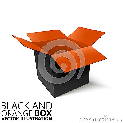 Black and orange open box 3D/ illustration Cartoon Illustration