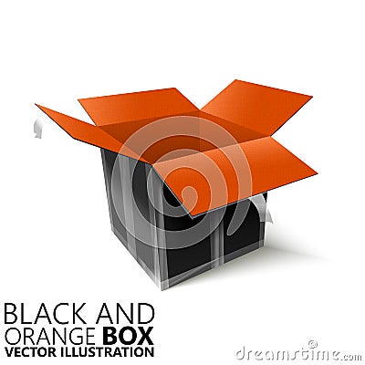 Black and orange open box 3D/ illustration Cartoon Illustration