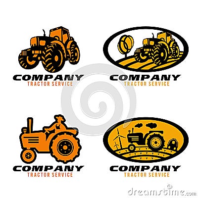 Black and Orange Tractor logo vector set design Vector Illustration