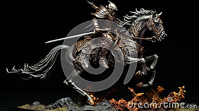Black Orchid Knight: Meticulous Linework Precision And Dynamic Action Scenes Stock Photo