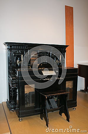 Black original carillon instrument at the Deutsches Museum of Munich in Germany Editorial Stock Photo