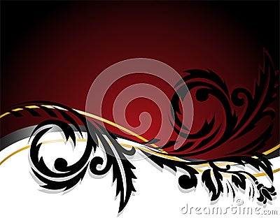 Black ornament on white and red Vector Illustration
