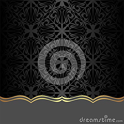 Black ornamental Background with Border for Design Vector Illustration