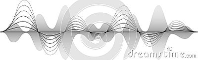 Black oscillating lines are creating a sound wave visualization, representing radio signal frequency and digital voice Vector Illustration