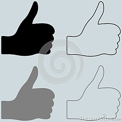 The black and other color hand with finger up. Vector Illustration